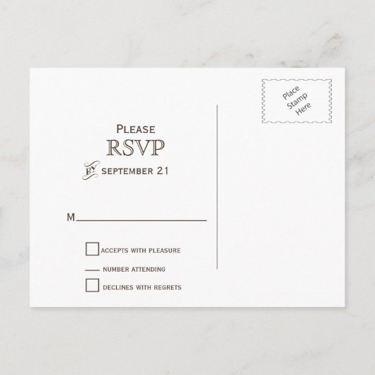 Invitation Carte Postale Grange bois rustique fleurir mariage rsvp (Dos)