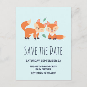 Invitation Carte Postale Graphique de renards orange mignons Enregistrer la