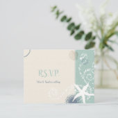 Invitation Carte Postale Grayed Jade Beach Meal Choice RSVP (Debout devant)