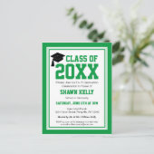 Invitation Carte Postale Green and White Graduation Party (Debout devant)