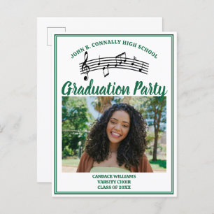 Invitation Carte Postale Green Choir Photo High School Graduation Party