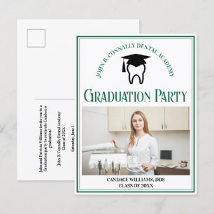 Invitation Carte Postale Green Dental School Photo Custom Graduation Party