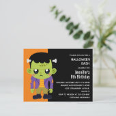 Invitation Carte Postale Green Frankenstein Monster Halloween Anniversaire (Debout devant)