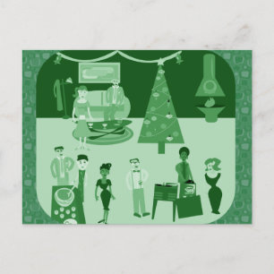 Invitation Carte Postale Green Holiday Party