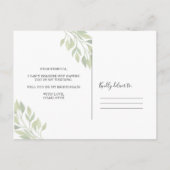 Invitation Carte Postale Green Maid of Honor ou BRIDESMAID (Dos)