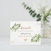 Invitation Carte Postale Green Maid of Honor ou BRIDESMAID (Debout devant)