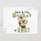 Invitation Carte Postale Green Party Singe 1er Anniversaire Tshirts et cade (Devant / Derrière)