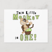 Invitation Carte Postale Green Party Singe 1er Anniversaire Tshirts et cade (Devant)