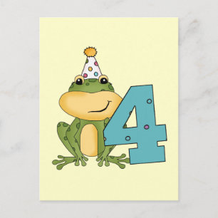 Invitation Carte Postale Grenouille de fête 4e anniversaire T-shirts et cad