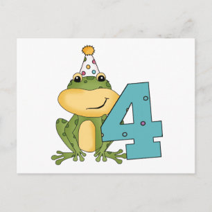 Invitation Carte Postale Grenouille de fête 4e anniversaire T-shirts et cad