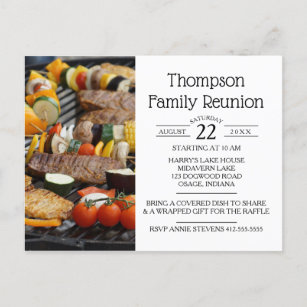 Invitation Carte Postale Gril de BBQ de la Réunion de famille