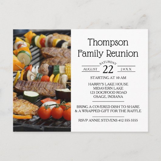 Invitation Carte Postale Grill BBBQ Reunion Familiale (Devant)