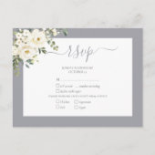 Invitation Carte Postale Gris clair Blanc floral Script Mariage RSVP (Devant)