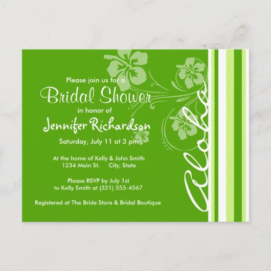 Invitation Carte Postale Gris Vertes; Gratté; Aloha (Devant)