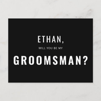 Invitation Carte Postale Groomsman Demande Moderne Simple
