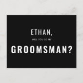 Invitation Carte Postale Groomsman Demande Moderne Simple (Devant)