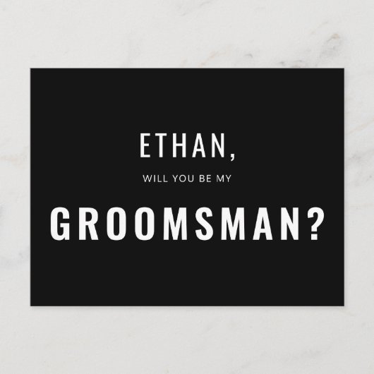 Invitation Carte Postale Groomsman Demande Moderne Simple (Devant)