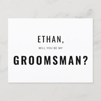 Invitation Carte Postale Groomsman Demande Moderne Simple