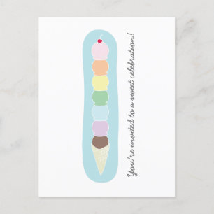 Invitation Carte Postale Grosse Crème de glace cône Anniversaire