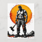 Invitation Carte Postale guerrier barbare médiéval imaginaire hummer force (Devant)