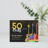 Invitation Carte Postale Guitare 50e fête d'anniversaire (Debout devant)