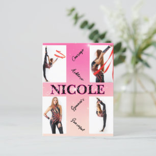 Invitation Carte Postale Gymnastique enchevêtrée rose 4 Photo Encouragement