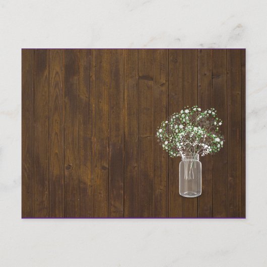 Invitation Carte Postale Gypsophila Babys Respire Mariage simple RSVP (Dos)