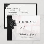 Invitation Carte Postale Halloween Black Gothic Merci assorti (Devant / Derrière)