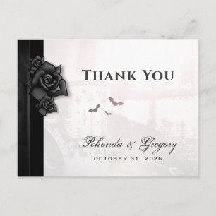 Invitation Carte Postale Halloween Black Gothique Merci Correspondant