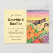 Invitation Carte Postale Halloween Citrouille Hayride Rustic Automne (Devant)
