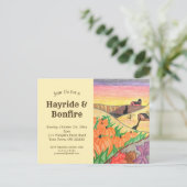 Invitation Carte Postale Halloween Citrouille Hayride Rustic Automne (Debout devant)
