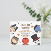 Invitation Carte Postale Halloween Enfants Costume Party Cute Éffrayant (Debout devant)