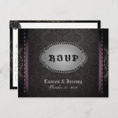 Invitation Carte Postale Halloween gris noir violet gothique RSVP PostCard (Devant / Derrière)