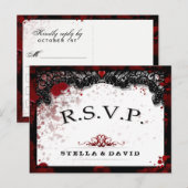 Invitation Carte Postale Halloween hémorragique correspondant à la PostCard (Devant / Derrière)