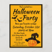 Invitation Carte Postale Halloween Jack O'Lantern Costume Party (Devant)