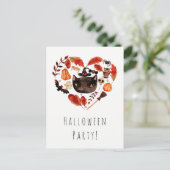Invitation Carte Postale Halloween Party Chat noir Aquarelle Whimsical (Debout devant)
