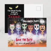 Invitation Carte Postale Halloween Party, Ghoulish Wine Goblets (Devant / Derrière)