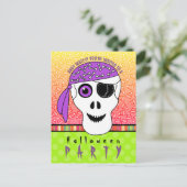 Invitation Carte Postale Halloween Pirate Skull Party (Debout devant)