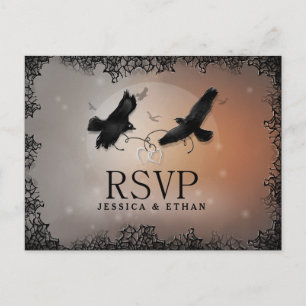 Invitation Carte Postale Halloween Ravens Mariage RSVP Matching PostCard