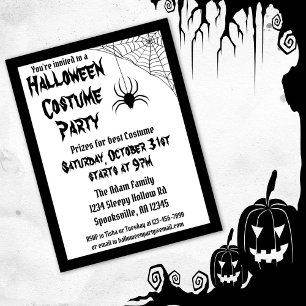 Invitation Carte Postale Halloween Spider Costume Party