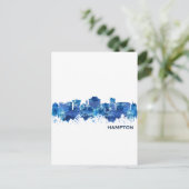 Invitation Carte Postale Hampton Virginia Skyline Blue (Debout devant)