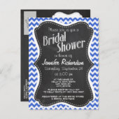 Invitation Carte Postale Han Blue Chevron Stripes; Chalkboard look (Devant / Derrière)