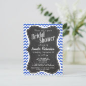 Invitation Carte Postale Han Blue Chevron Stripes; Chalkboard look (Debout devant)