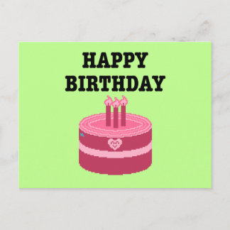 Invitation Carte Postale Happy Eight-Bit Birthday Pixel Art