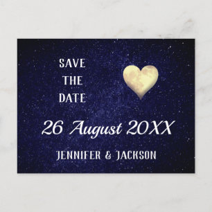 Invitation Carte Postale Heart Moon Night Sky Enregistrer la date