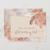 Invitation Carte Postale Herbe Boho Pampas |Demande de fille de fleurs Hydr (Devant / Derrière)