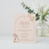 Invitation Carte Postale Herbe de Pampas Rose Arche de Communion Solennelle (Debout devant)