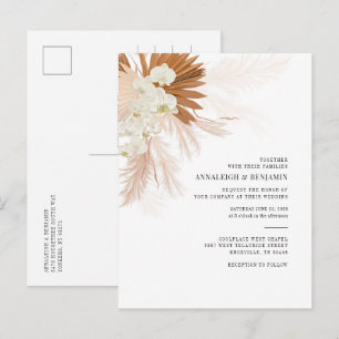 Invitation Carte Postale Herbe des Pampas en Terre Cuite Palmiers Botanique