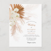 Invitation Carte Postale Herbe des Pampas Fleur Tan Mariage Rustique (Devant)
