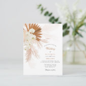Invitation Carte Postale Herbe des Pampas Fleur Tan Mariage Rustique (Debout devant)